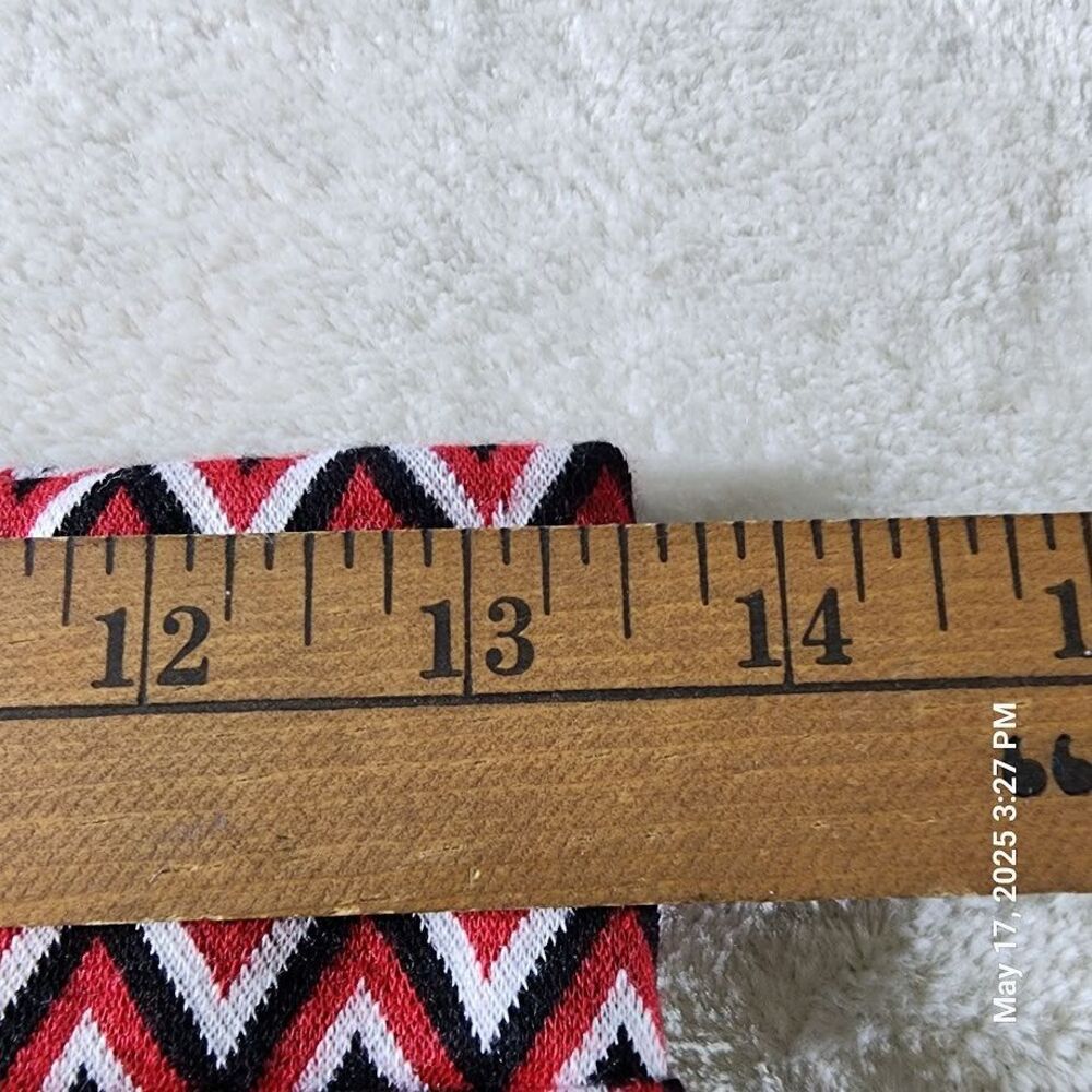 Asos Design Women's Pants Sz 6 Red Black Geometric Pattern Flare Bottom Stretch - Picture 10 of 13